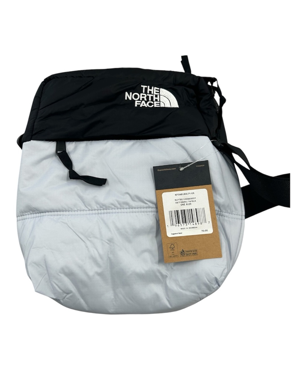 The North Face Nuptse Crossbody Bag White Black One Size NWT Puffer Shoulder Bag